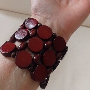Wide Wooden Stretch Bracelet  NEW